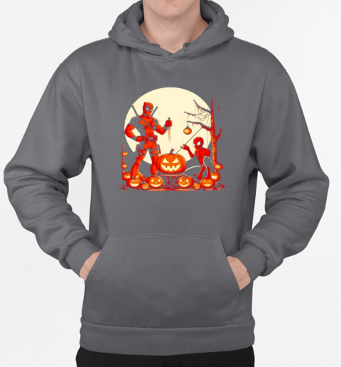 Deadpool and Spiderman Halloween Retro T-Shirt Unisex Hoodie