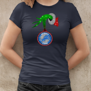 Grinch Hand Holding Detroit Lions Christmas T-Shirt Classic Women's T-shirt