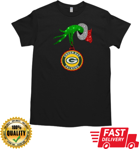 Grinch Hand Holding Green Bay Packers Christmas T-Shirt