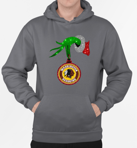 Grinch Hand Holding Washington Redskins Christmas T-Shirt Unisex Hoodie