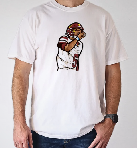 Jayden Daniels Shhh Cartoon Football Design T-Shirt