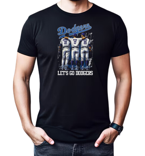 Los Angeles Dodgers Let's Go Dodgers Signatures T-Shirt