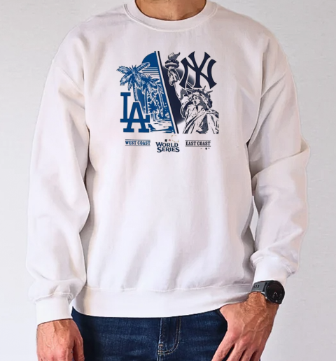 Los Angeles Dodgers vs. New York Yankees '47 Ash 2024 World Series Matchup Split T-Shirt Unisex Sweatshirt