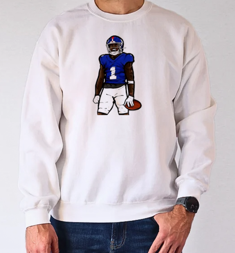 Malik Nabers Celebration Cartoon Football Design T-Shirt Unisex Sweatshirt