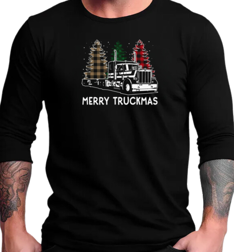 Merry Truckmas Christmas Tree ELF Santa Leopard T-Shirt Long Sleeved T-shirt 