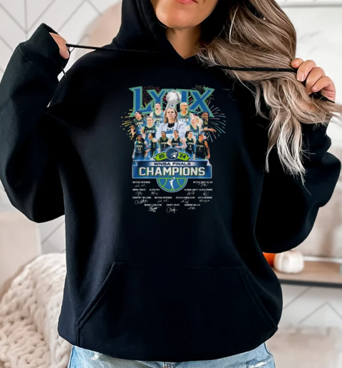 Minnesota Lynx 2024 WNBA Finals Champions Celebrating Signatures T-Shirt Unisex Hoodie