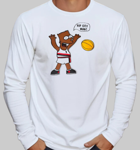 Rip City Man Basketball Player Bart Simpson T-Shirt Long Sleeved T-shirt 