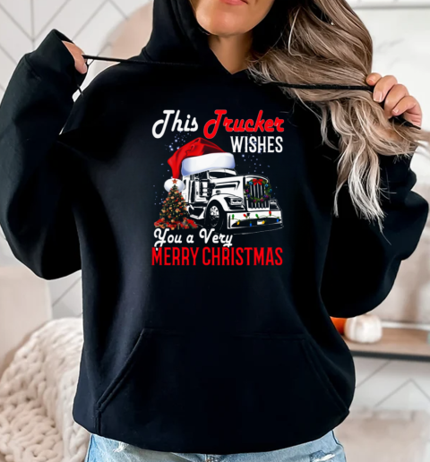 This Trucker Wishes You A Very Merry Christmas T-Shirt Unisex Hoodie