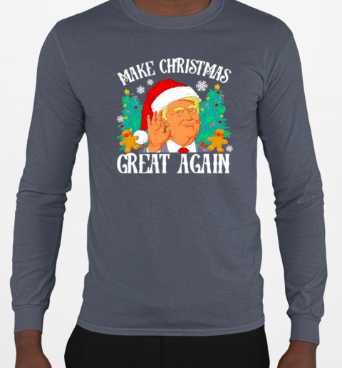 Trump Santa Make Christmas Great Again T-Shirt Long Sleeved T-shirt 