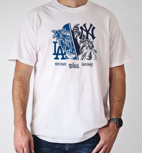 West Coast Los Angeles Dodgers vs. East Coast New York Yankees '47 Ash 2024 World Series T-Shirt