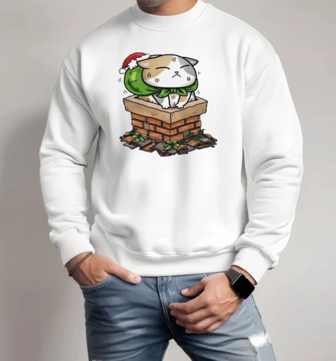 Cat Stuck In Chimney Christmas  Unisex Sweatshirt