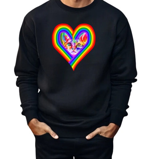 Colorful Rainbow Heart Kitty  Unisex Sweatshirt