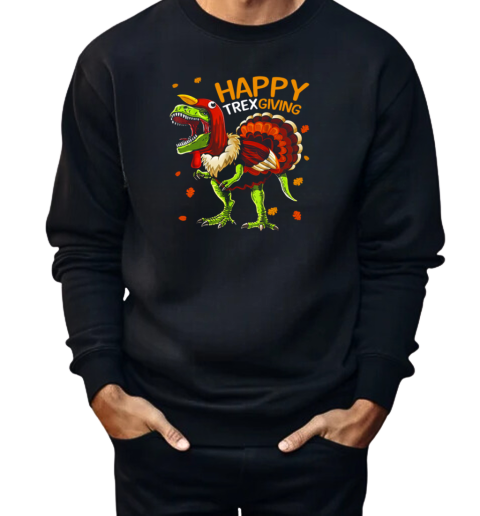 Happy Thanksgiving T Rex Dinosaur And Turkey  Unisex Sweatshirt