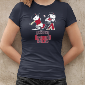 Peanuts Charlie Brown And Snoopy Playing Baseball Arizona Diamondbacks  Classic Women's T-shirt