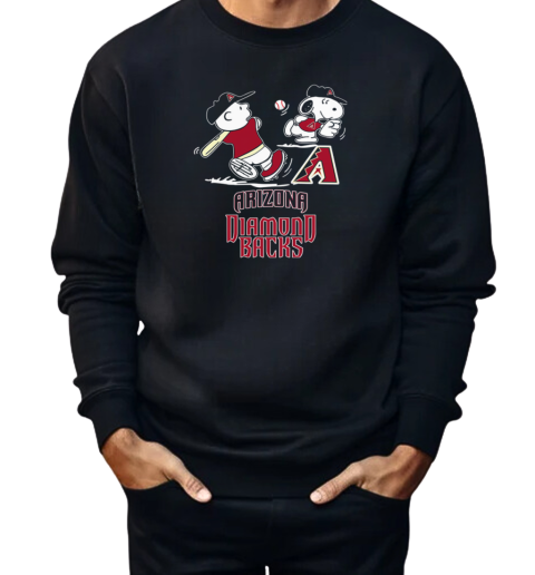 Peanuts Charlie Brown And Snoopy Playing Baseball Arizona Diamondbacks  Unisex Sweatshirt