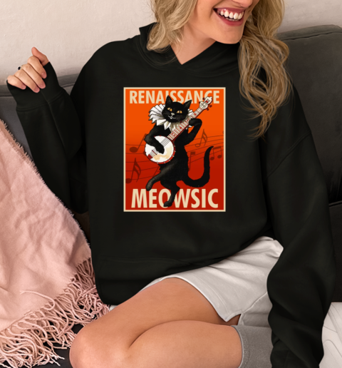 Renaissance Meowsic Cute Vintage Musician Cat  Unisex Hoodie