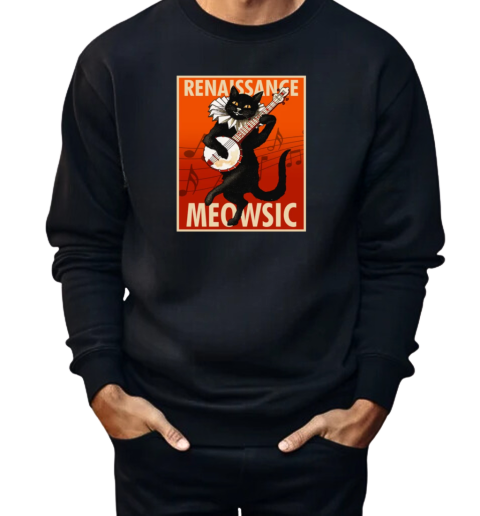 Renaissance Meowsic Cute Vintage Musician Cat  Unisex Sweatshirt