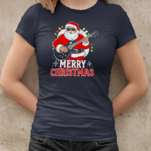 Santa Claus Rock Guitar Merry Christmas  Classic Women's T-shirt