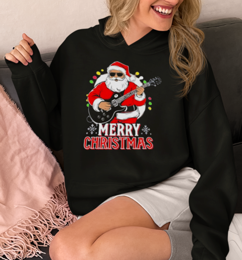 Santa Claus Rock Guitar Merry Christmas  Unisex Hoodie