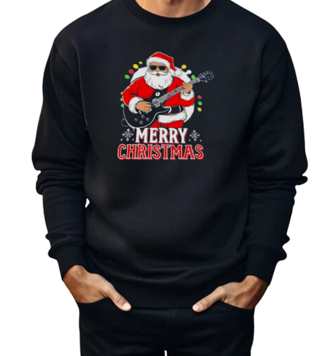 Santa Claus Rock Guitar Merry Christmas  Unisex Sweatshirt