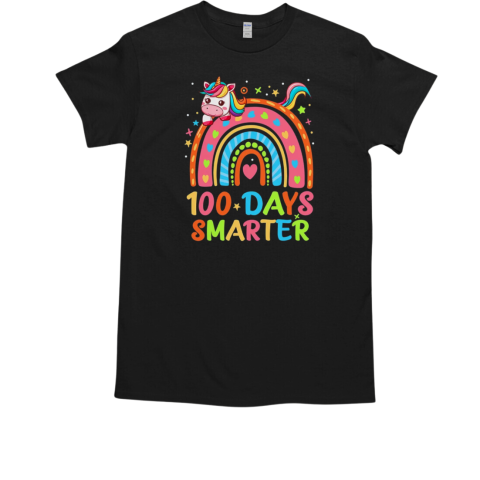 100 Days Smarter Kids Girls Unicorn 100th Day Of School T-Shirt