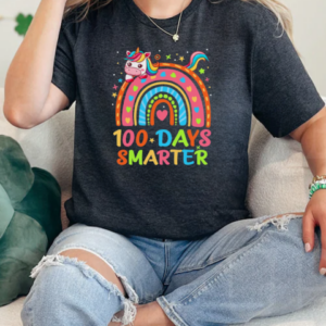 100 Days Smarter Kids Girls Unicorn 100th Day Of School T-Shirt Classic Women's T-shirt