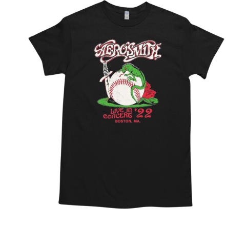 Aerosmith Live In Concert '22 Boston MA Knife Baseball Rose T-Shirt