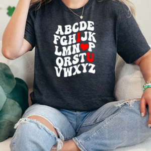 Alphabet Abc Love You Shirt Valentine's Day Heart T-Shirt Classic Women's T-shirt