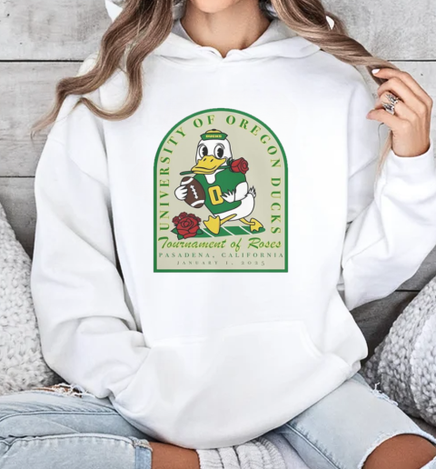 Awesome University Of Oregon Ducks Tournament Of Roses Pasadena California Jan 1 2025 Mascot T-Shirt Unisex Hoodie