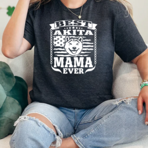 Best Akita Mama Pet Owner Lover Dog Akita Mom American Flag T-Shirt Classic Women's T-shirt