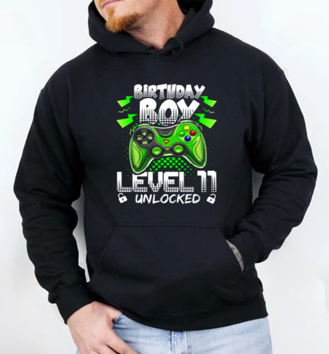 Birthday Boys Level 11 Unlocked Video Gamer Birthday T-Shirt Unisex Hoodie