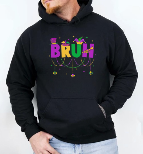 Bruh Mardi Gras Teens Boys Kids Costume Mardi Gras Funny T-Shirt Unisex Hoodie