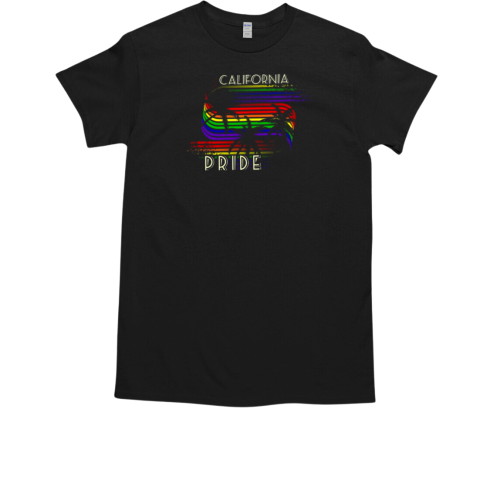 California Pride Gay Pride Lgbtq Rainbow Palm Trees T-Shirt