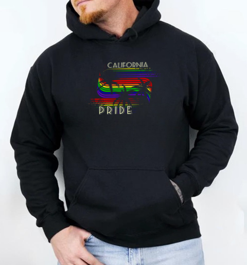 California Pride Gay Pride Lgbtq Rainbow Palm Trees T-Shirt Unisex Hoodie