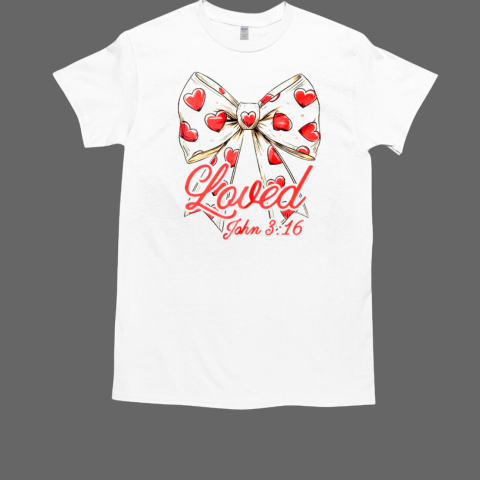 Christian Women Valentines Day Loved Retro John Bible Verse T-Shirt