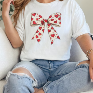 Coquette Bow Heart Valentine Bow Design Women Girls T-Shirt Classic Women's T-shirt