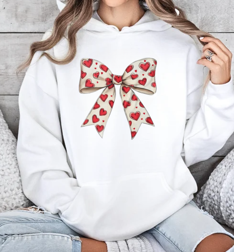 Coquette Bow Heart Valentine Bow Design Women Girls T-Shirt Unisex Hoodie