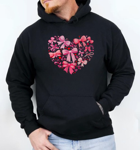 Coquette Bow Valentine Heart Love Valentines Day Girl T-Shirt Unisex Hoodie