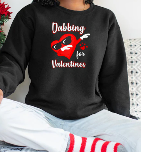 Dabbing For Valentines Day Cute Funny Heart Love  Unisex Sweatshirt
