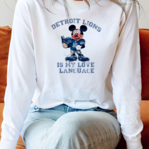 Detroit Lions Is My Love Language Mickey Reads Book T-Shirt Long Sleeved T-shirt 