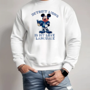 Detroit Lions Is My Love Language Mickey Reads Book T-Shirt Unisex Sweatshirt