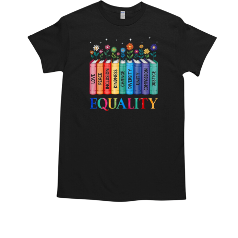 Floral Book Equality Human Rights Social Justice Peace Love T-Shirt