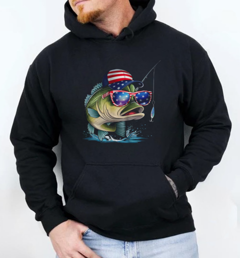 Funny Fishing And Fisherman American Flag Patriotic Vintage T-Shirt Unisex Hoodie