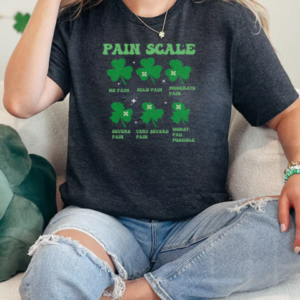 Funny Shamrock Pain Scale Nurse Patrick's Day ICU Nurse T-Shirt Classic Women's T-shirt