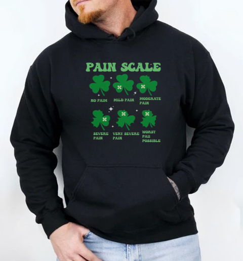 Funny Shamrock Pain Scale Nurse Patrick's Day ICU Nurse T-Shirt Unisex Hoodie