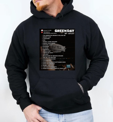 Green Day Bad Year Setlist 2025 Tour T-Shirt Unisex Hoodie