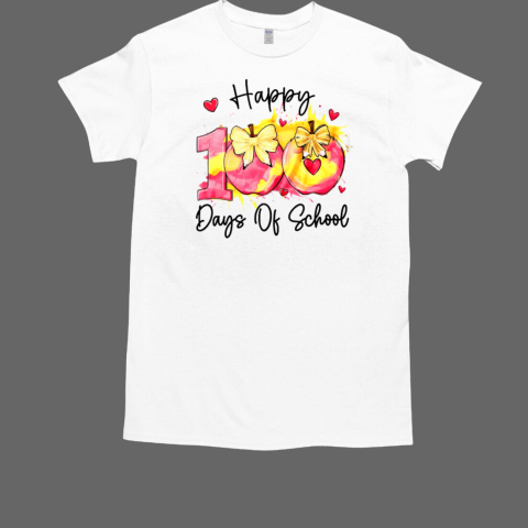 Happy 100 Day Of School Coquette Bow Pencil Teacher T-Shirt