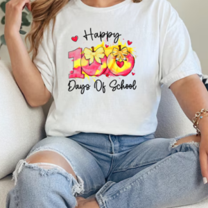 Happy 100 Day Of School Coquette Bow Pencil Teacher T-Shirt Classic Women's T-shirt