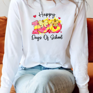 Happy 100 Day Of School Coquette Bow Pencil Teacher T-Shirt Long Sleeved T-shirt