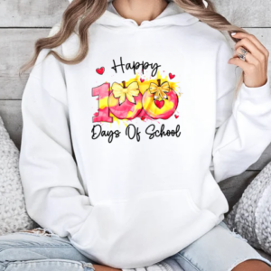 Happy 100 Day Of School Coquette Bow Pencil Teacher T-Shirt Unisex Hoodie